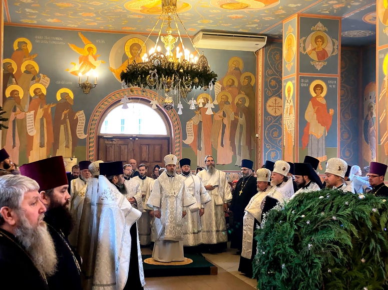 РОЖДЕСТВЕНСКОЕ ПОЗДРАВЛЕНИЕ ПРЕОСВЯЩЕННЕЙШЕГО ФЕОГНОСТА ЕПАРХИАЛЬНЫМ ДУХОВЕНСТВОМ