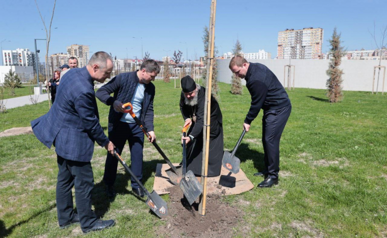 АНАПА. ВЫСАДКА ДЕРЕВЬЕВ В КРЕЩЕНСКОМ ПАРКЕ.