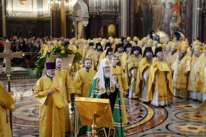 В девятую годовщину интронизации Святейшего Патриарха Кирилла в Храме Христа Спасителя совершена Божественная литургия